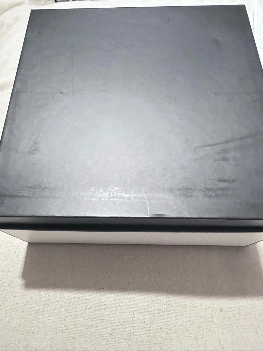 CHANEL | Box | Medium White Box with Black Logo Trim
